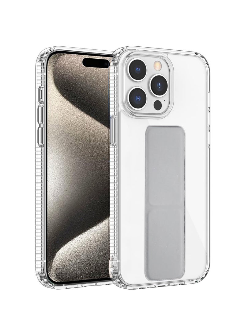Wtech Apple iPhone 15 Pro 2023 TPU Hand Grip Air Pillow Case Cover - Clear/Grey - Image 1