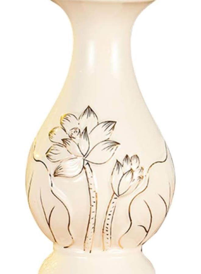 klarako Porcelain Ceramic Vase Buddhist Decoration Lotus Pattern Vase Table Centerpiece for Living Room Kitchen Table Office White  - Image 1