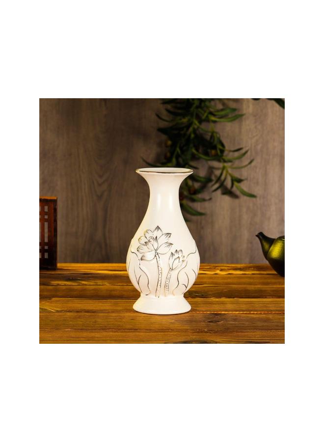 klarako Porcelain Ceramic Vase Buddhist Decoration Lotus Pattern Vase Table Centerpiece for Living Room Kitchen Table Office White  - Image 2