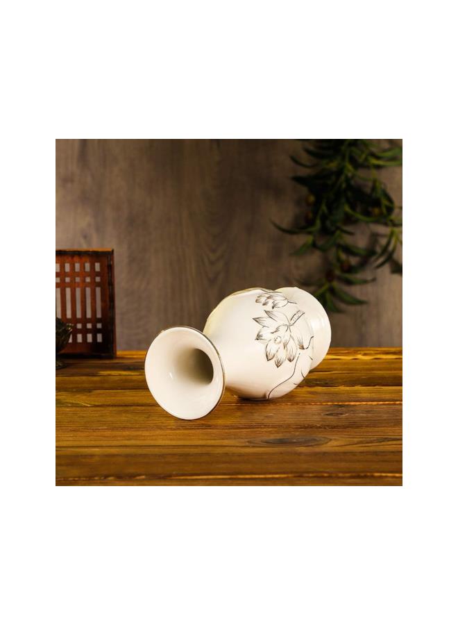 klarako Porcelain Ceramic Vase Buddhist Decoration Lotus Pattern Vase Table Centerpiece for Living Room Kitchen Table Office White  - Image 4