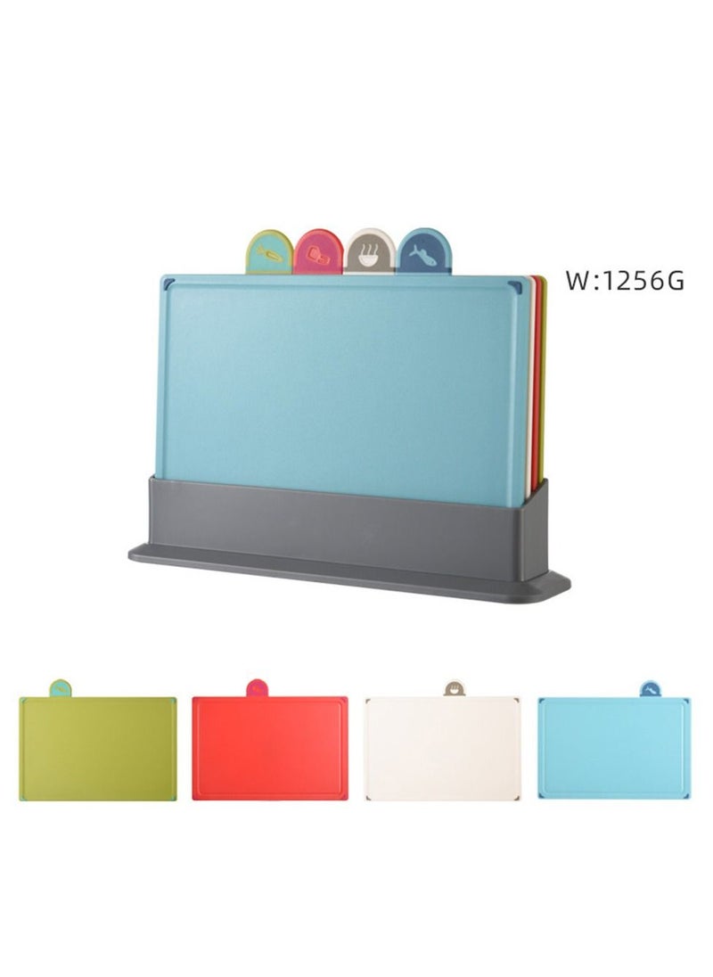 Arabest - Cutting Board Set of 4 with Stand，Plastic Non-slip Chopping Board，4-Color Durable Boards in Space Saving Storage Case - Image 1