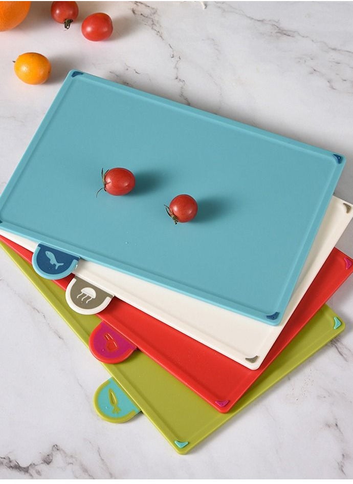 Arabest - Cutting Board Set of 4 with Stand，Plastic Non-slip Chopping Board，4-Color Durable Boards in Space Saving Storage Case - Image 1