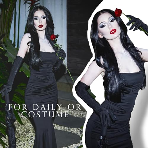 Quantum Love Wigs Long Natural Straight Middle Part Natural Black Color Wig Heat Resistant Realistic Synthetic Daily Party Cosplay Halloween Daily Party Use Wig - Image 5