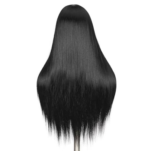 Quantum Love Wigs Long Natural Straight Middle Part Natural Black Color Wig Heat Resistant Realistic Synthetic Daily Party Cosplay Halloween Daily Party Use Wig - Image 4