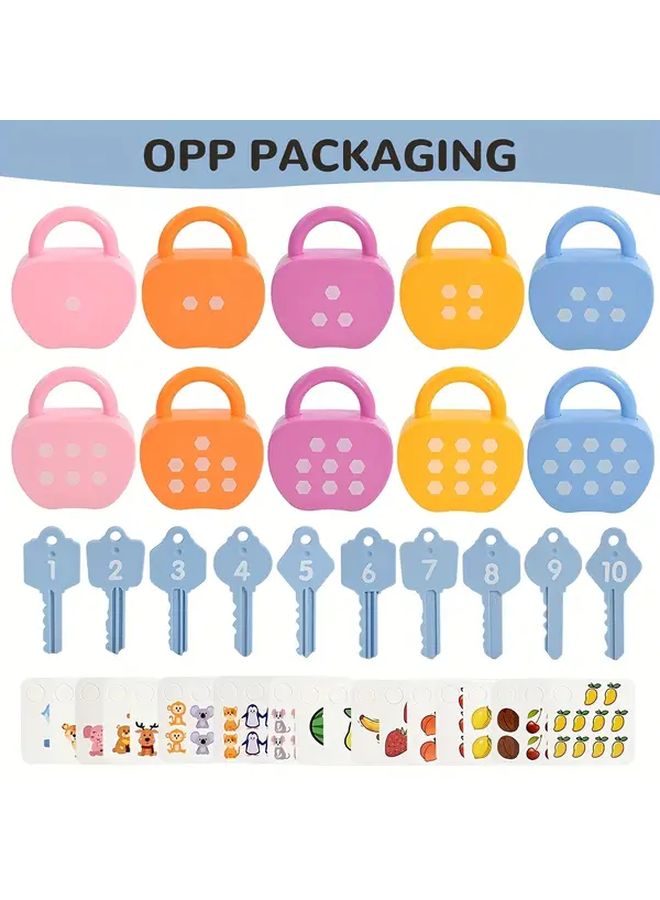 لعبة أطفال أقفال التفاح مع مطابقة الأرقام - 10 أقفال لتحسين التعرف على الأرقام - هدية عيد ميلاد - Image 1