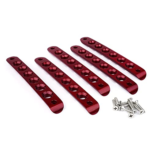 Xprite 5PCS Brushed Aluminum Side Door Handle Inserts & Cover Trim Compatible with 2007-2018 Jeep Wrangler JK JKU Unlimited Sahara Rubicon 4 Door- Durable, Stylish Exterior Decoration(Red) - Image 1