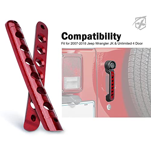 Xprite 5PCS Brushed Aluminum Side Door Handle Inserts & Cover Trim Compatible with 2007-2018 Jeep Wrangler JK JKU Unlimited Sahara Rubicon 4 Door- Durable, Stylish Exterior Decoration(Red) - Image 5