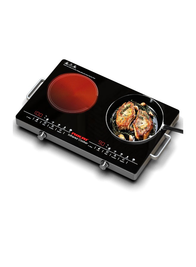 NIKAI Double Burner Infrared Cooker with Touch Control, Overheat Protection, LED Display, 6 Preset Cooking Options, Timer, 3400W - NIC303A NIC303A Silver - Image 1