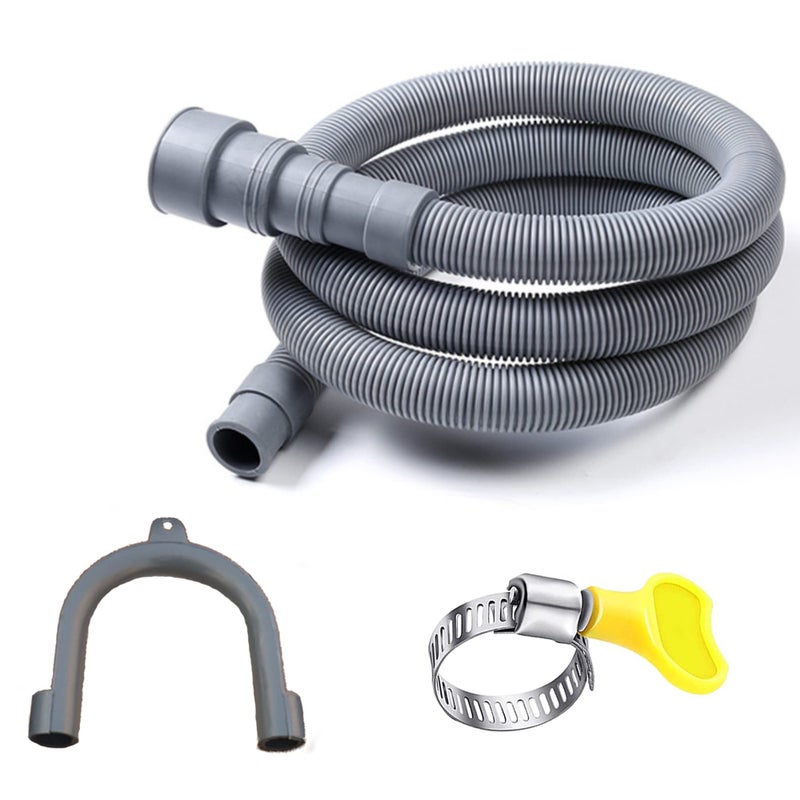 HLMOptimo 6 Feet Universal Washing Machine Drain Hose Flexible Dishwasher Drain Hose Extension Kits Corrugated Washer w/ 2 Clamps 1 adapter 1 U-Bend Holder - Image 1
