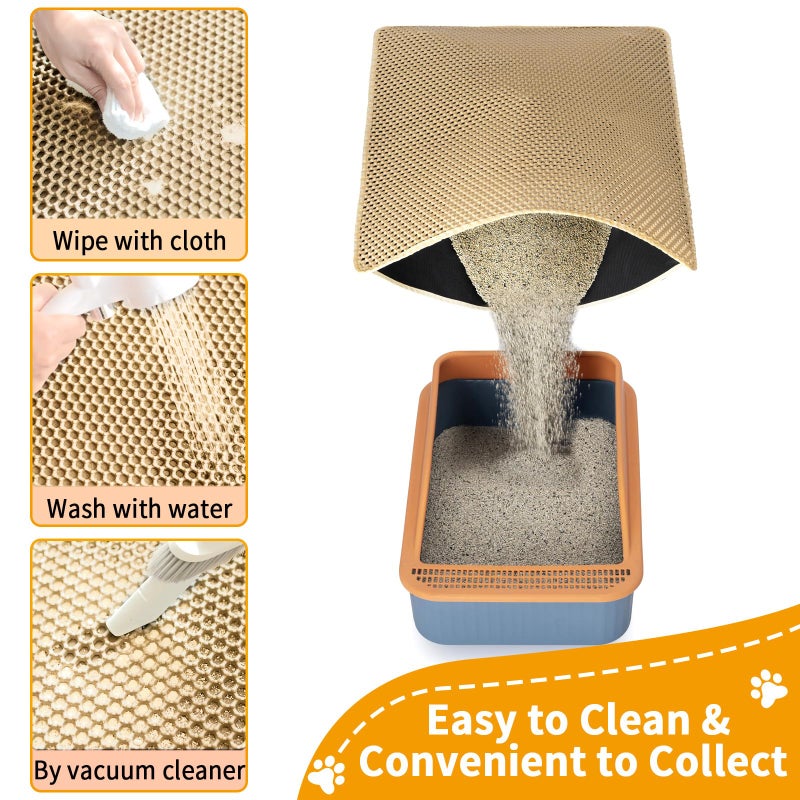 USHARP Cat Litter Box Mat-Super Large 47''x36'' Litter Trapping Mat for Cat-XXL Litterbox Matt for Floor-2 Layer Catcher Rug for Pet kitty Litterbox-Waterproof Urine Proof,Non-Slip - Image 3