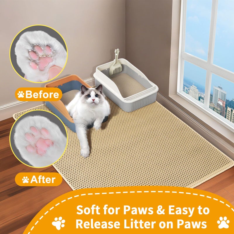 USHARP Cat Litter Box Mat-Super Large 47''x36'' Litter Trapping Mat for Cat-XXL Litterbox Matt for Floor-2 Layer Catcher Rug for Pet kitty Litterbox-Waterproof Urine Proof,Non-Slip - Image 5