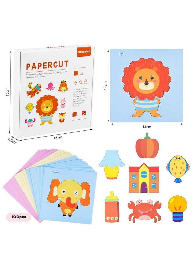 ASTARON 2 Kids Safety Scissors with 100 Pcs Paper Cutting for Paper Craft Supplies, Kids Preschool Training Scissors, Art Craft Plastic Scissors for School Supplies and Scrapbooking Supplies - Image 2