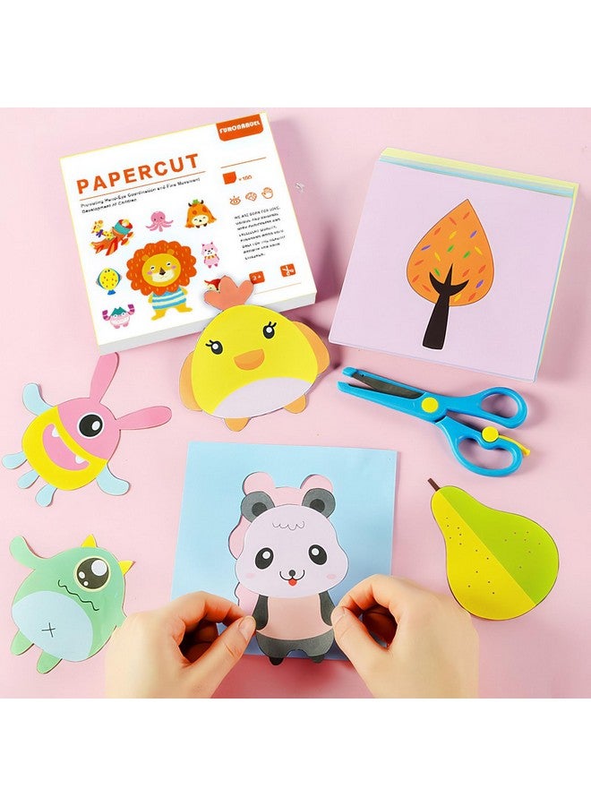 ASTARON 2 Kids Safety Scissors with 100 Pcs Paper Cutting for Paper Craft Supplies, Kids Preschool Training Scissors, Art Craft Plastic Scissors for School Supplies and Scrapbooking Supplies - Image 3