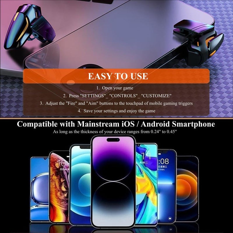 Rakizbe PUBG Mobile Game Triggers - High Sensitive Shoot Aim Gaming Controller Gamepad Grip Joysticks Buttons, Support iOS/Android Smartphone - Image 3