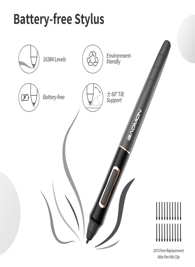 GAOMON Bluetooth Drawing Tablet WH851 8 x 5 inches Graphics Tablet, Digital Art Tablet Supports 16384 Levels, Intuitive Dial with 8 Shortcut Keys, Type-C Port, Work with Windows & Android & Mac - Image 5
