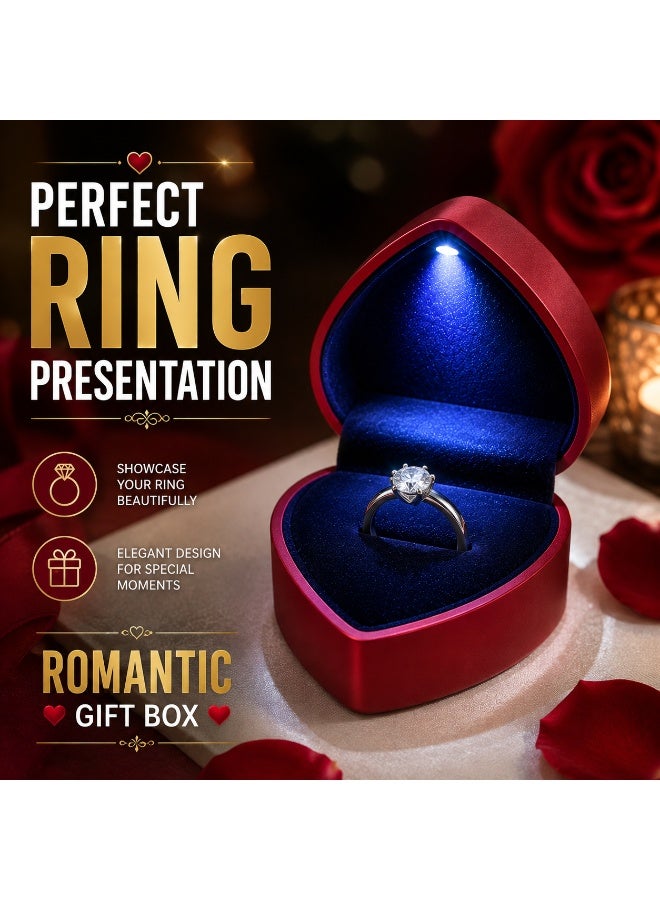 Heart Shaped Jewelry And Ring Box With LED Light – Elegant Gift Box For Ring Display - Image 4