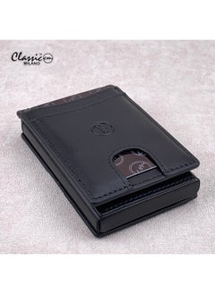 Classic Milano Classic Milano Credit Card Holder RFID Blocking Genuine Leather Pop Up Card Wallet for Men with ID Window, Card Slots and Magnetic Closure  - Image 1
