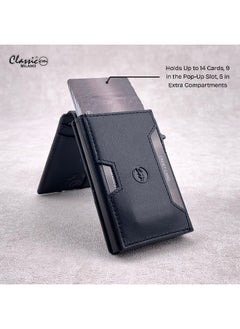 Classic Milano Classic Milano Credit Card Holder RFID Blocking Genuine Leather Pop Up Card Wallet for Men with ID Window, Card Slots and Magnetic Closure  - Image 2