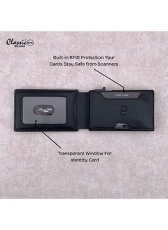 Classic Milano Classic Milano Credit Card Holder RFID Blocking Genuine Leather Pop Up Card Wallet for Men with ID Window, Card Slots and Magnetic Closure  - Image 4