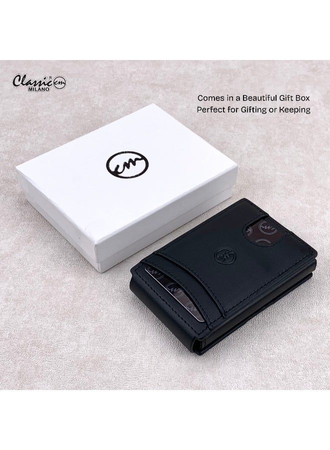 Classic Milano Classic Milano Credit Card Holder RFID Blocking Genuine Leather Pop Up Card Wallet for Men with ID Window, Card Slots and Magnetic Closure  - Image 5