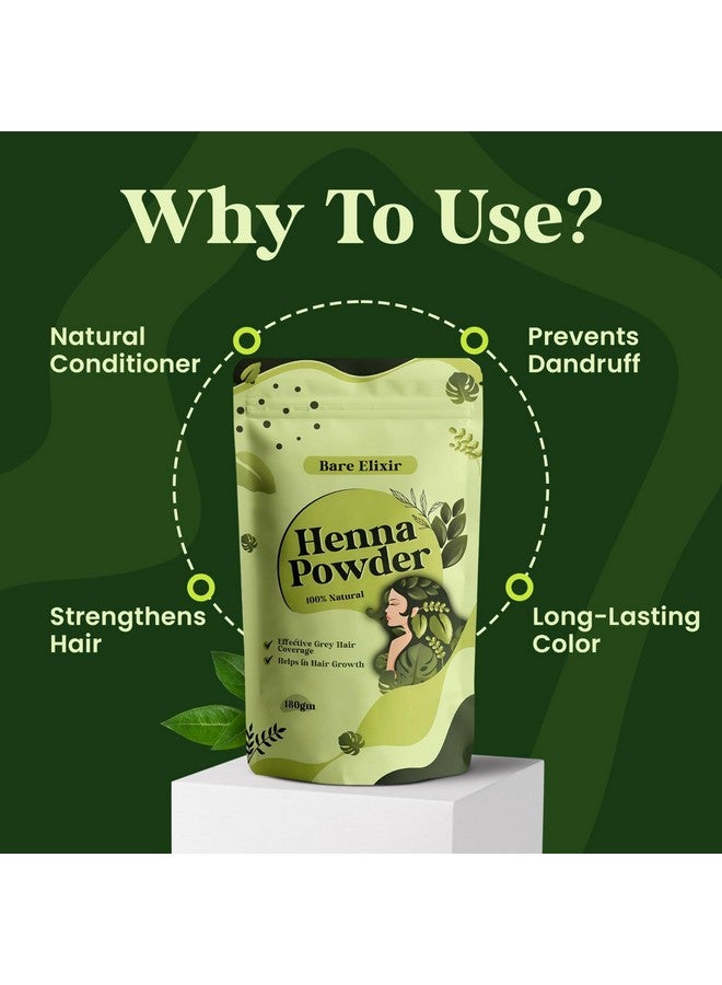Bare Elixir 100% Natural Organic Henna Powder for Hair - 180g | Promotes Hair Growth, Effective Grey Hair Coverage, Deep Conditioning & Nourishment | Chemical-Free, Safe for All Hair Types - Image 3