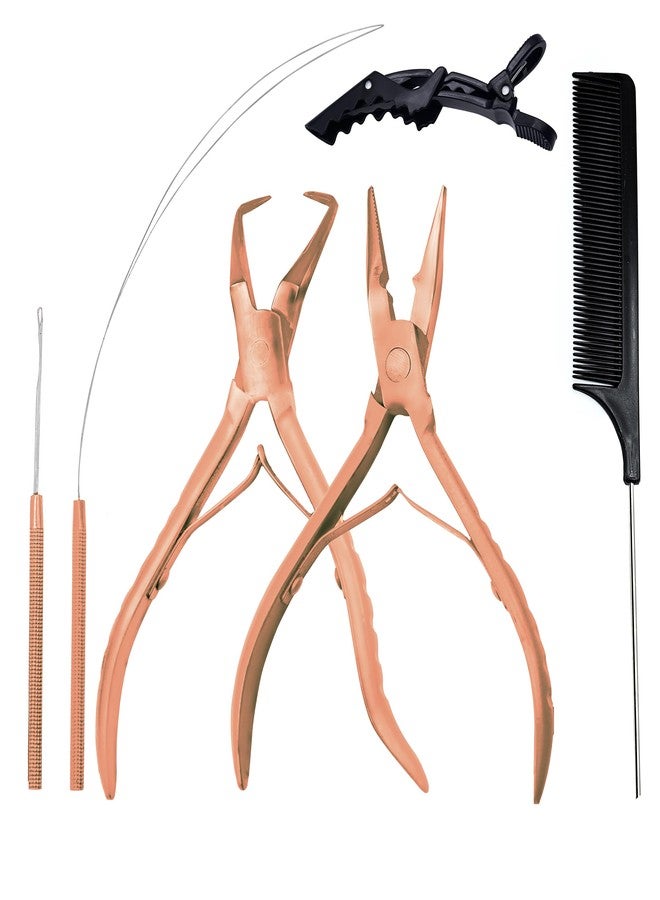 SIVOTE Professional Hair Extension Tools Kit Stainless Steel, Microlink & Itip Extensions Tool Kit, Rose Gold - Image 1