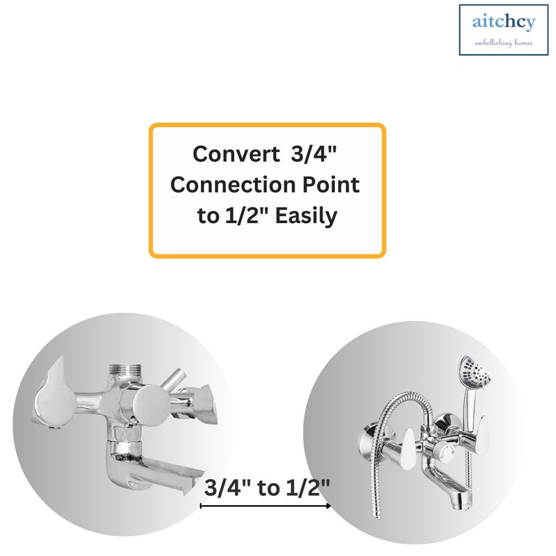 aitchcy Brass Converter Nipple | 3/4 Inch Female to 1/2 Inch Male Thread Adapter Nipple for Connecting Hand Shower to Wall Mixer | Adapter for Plumbing Applications (1pc) - Image 5