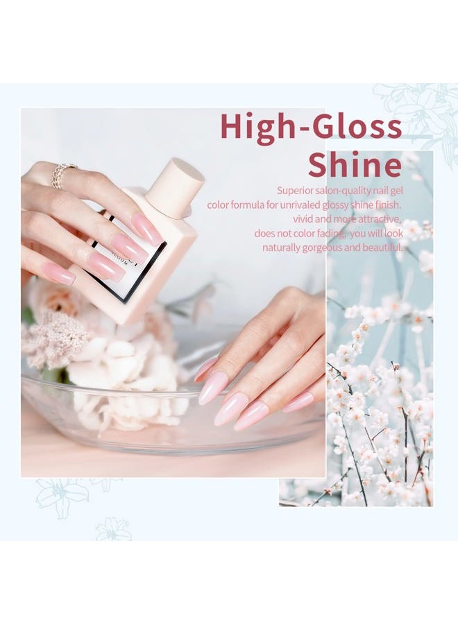 RARJSM Icy Jelly Gel Nail Polish Set of 6 Translucent Colors,Sheer Rose Nude Skintone Gel Polish LED UV Gel Clear Milky Light Pink Red Brown French Manicure Curing Requires 7.5ml DIY Home Nail Salon - Image 3