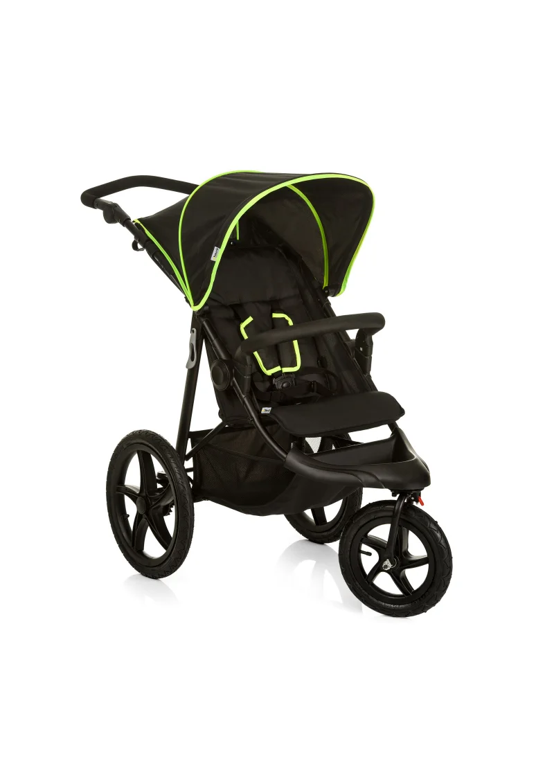 hauck Runner Black Neon Robust All Terrain Buggy Xl Pneumatic Air Wheels, Jogging And Running Style Pushchair With Raincover