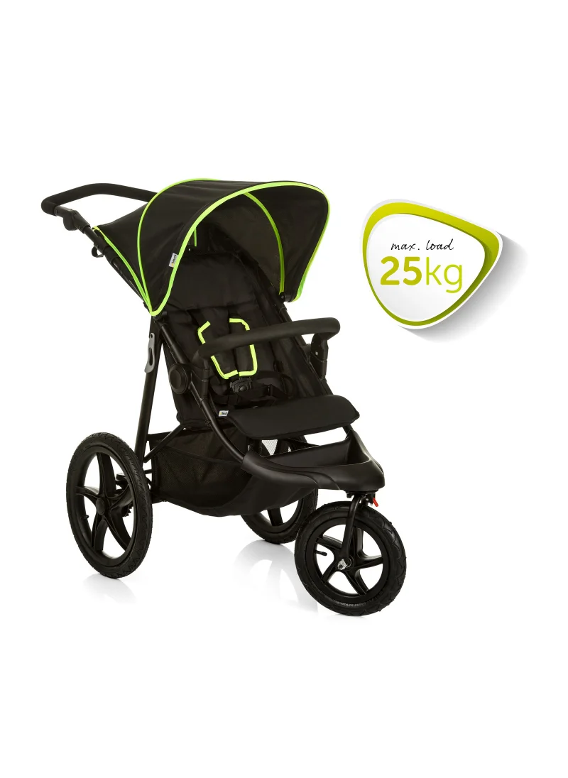 hauck Runner Black Neon Robust All Terrain Buggy Xl Pneumatic Air Wheels, Jogging And Running Style Pushchair With Raincover