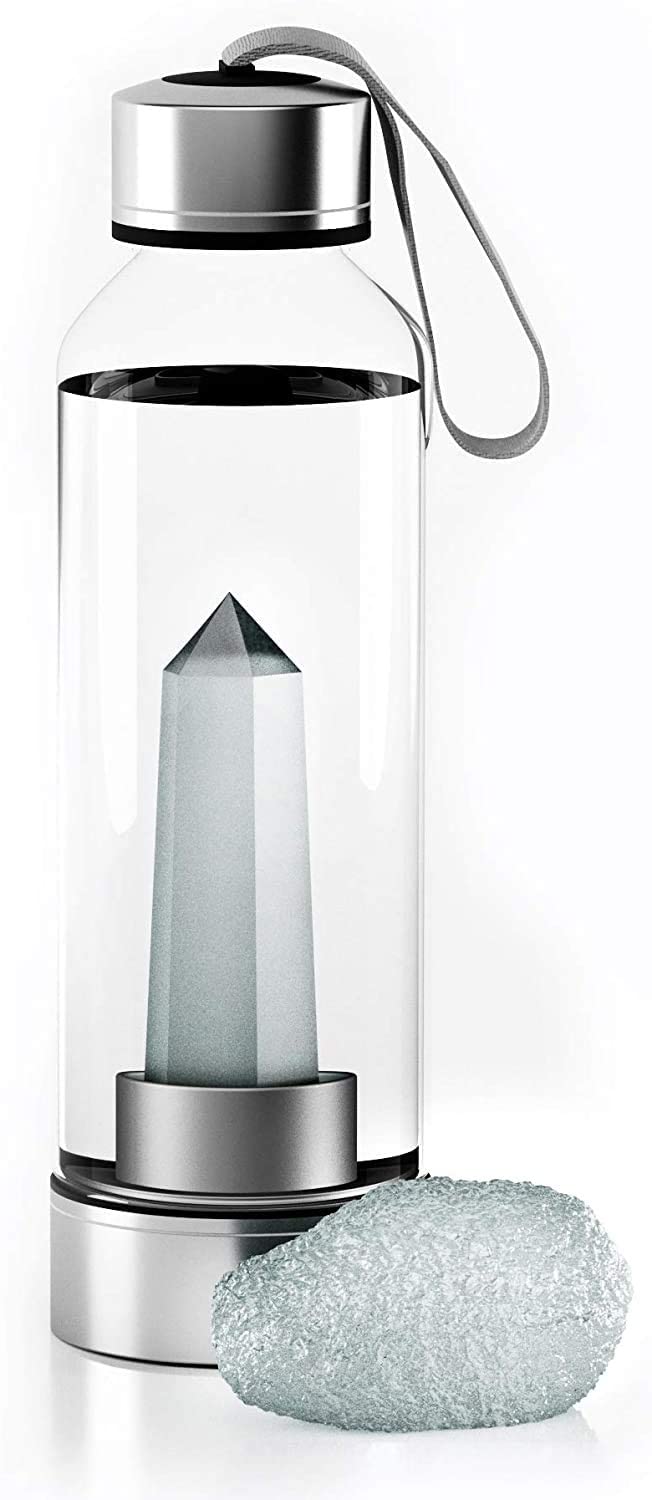 PANAKUMUS PANAKUMUS Glass Crystal Bottle Elixir Water Bottle 16Oz Natural Clear Quartz Gemstone Water Bottle For Making Crystal Infused Gemwater 500Ml  - Image 1