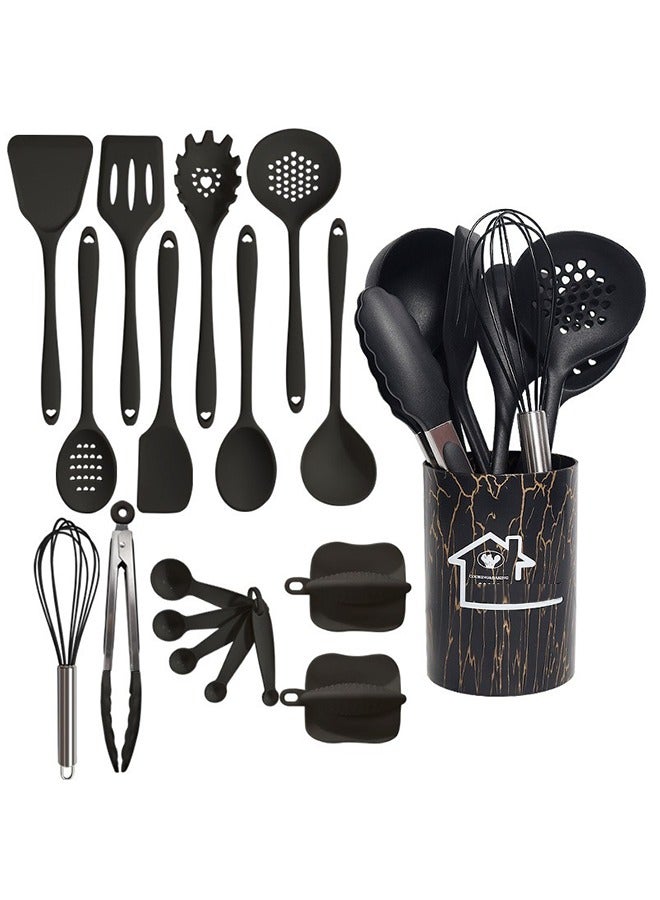 كيدل مجموعة مطبخ سيليكون مكونة من 18 قطعة | غير مسامية ومضادة للبكتيريا، مقاومة للحرارة حتى 260 °C | مقابض TPE مطوّلة | علاقة توفير مساحة مع قفل من الفولاذ المقاوم للصدأ - Image 1