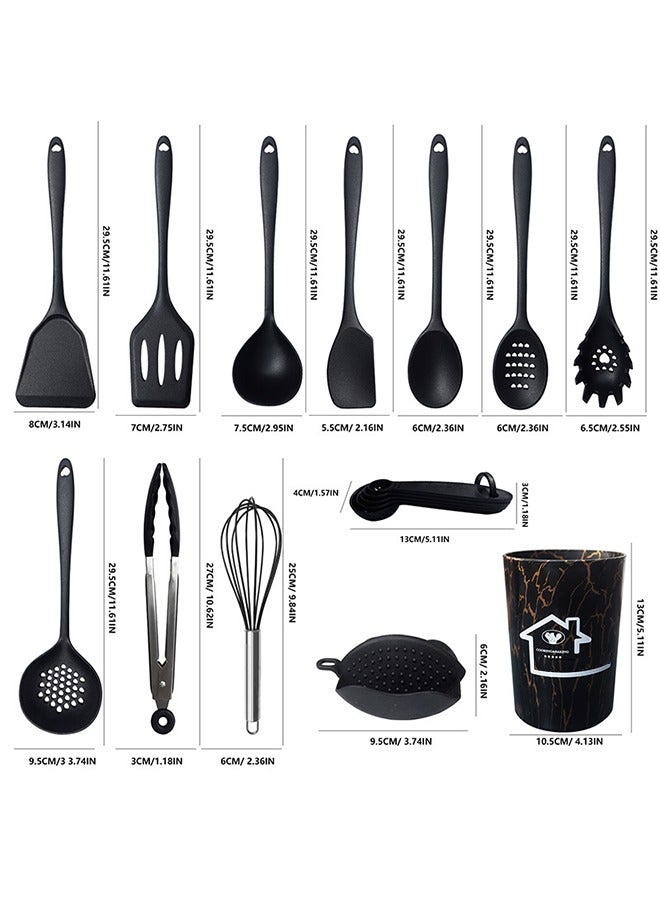 كيدل مجموعة مطبخ سيليكون مكونة من 18 قطعة | غير مسامية ومضادة للبكتيريا، مقاومة للحرارة حتى 260 °C | مقابض TPE مطوّلة | علاقة توفير مساحة مع قفل من الفولاذ المقاوم للصدأ - Image 3