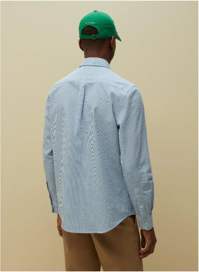 او في اس PIOMBO regular-fit seersucker shirt