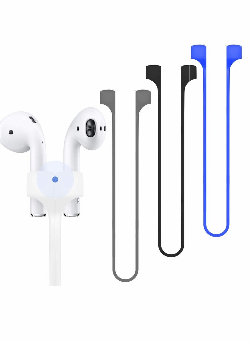 Silica Gel Neck Rope Cord Colorful Soft Sport String Tether Lanyard Running Silicone Wire Cable Connector for Magnetic Anti Lost Strap 4PCS (White Black Grey Blue) - Image 1