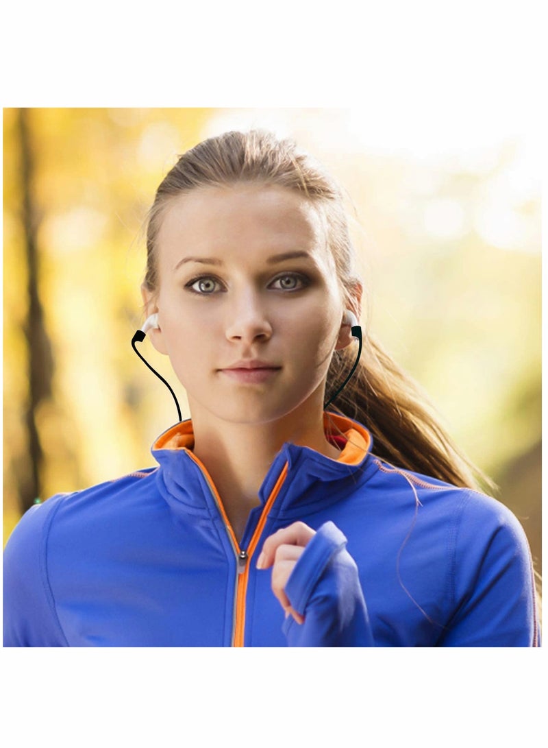 Silica Gel Neck Rope Cord Colorful Soft Sport String Tether Lanyard Running Silicone Wire Cable Connector for Magnetic Anti Lost Strap 4PCS (White Black Grey Blue) - Image 3