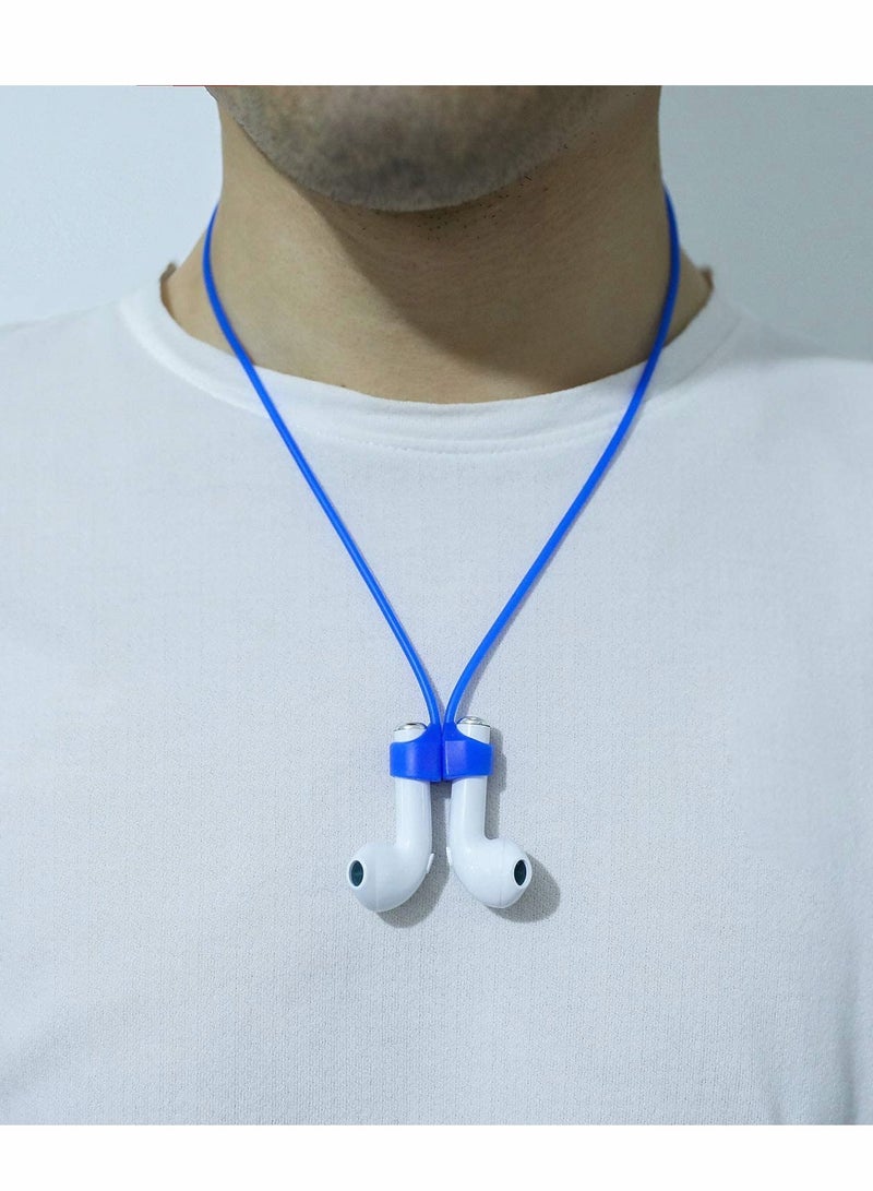 Silica Gel Neck Rope Cord Colorful Soft Sport String Tether Lanyard Running Silicone Wire Cable Connector for Magnetic Anti Lost Strap 4PCS (White Black Grey Blue) - Image 5