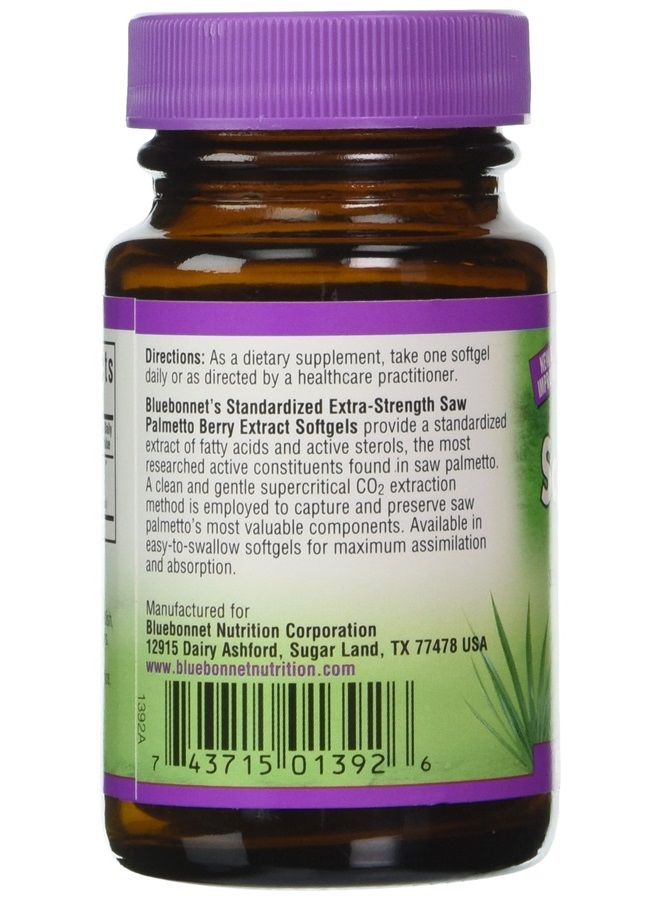 BlueBonnet Extra Strength Saw Palmetto Berry Extract Supplement, 30 Count