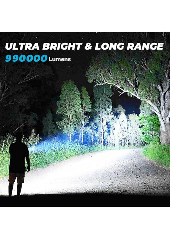 Generic - Rechargeable Led Flashlights High Lumens: 990,000 Lumen Super Bright Flashlight, 7 Modes with COB Work Light, IPX6 Waterproof, Powerful Handheld Flash Light for Home, Camping, Hiking - Image 1