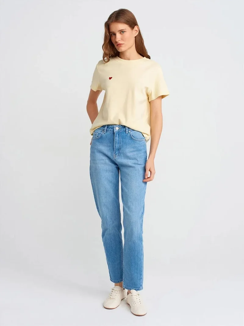 ديلفين Dilvin High-waist Straight-leg Mom Jeans