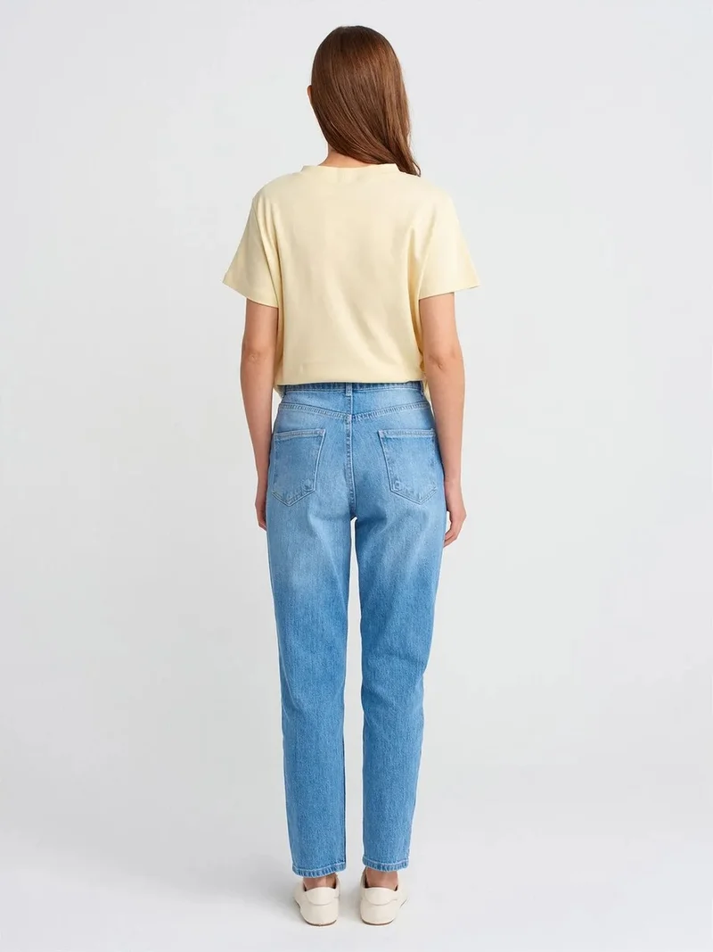 ديلفين Dilvin High-waist Straight-leg Mom Jeans