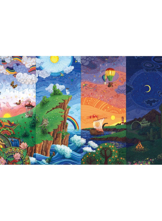 لعبة ألغاز خشبية فنية من Love Picture 1000 لوحة فنية كرتونية صورة منظر طبيعي ألعاب تعليمية بصعوبة عالية - اللون: 1000 قطعة من قسم الخشب ليلاً ونهارًا - Image 1