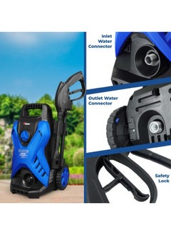 VTOOLS 120 Bar Electric Pressure Washer With 2 Wheels, 5 Meter Hose, Soap Dispenser, 1500 Watt, Auto Stop and Self Priming Mode, For Car, Home & Garden, Blue, VT1509  - Image 5