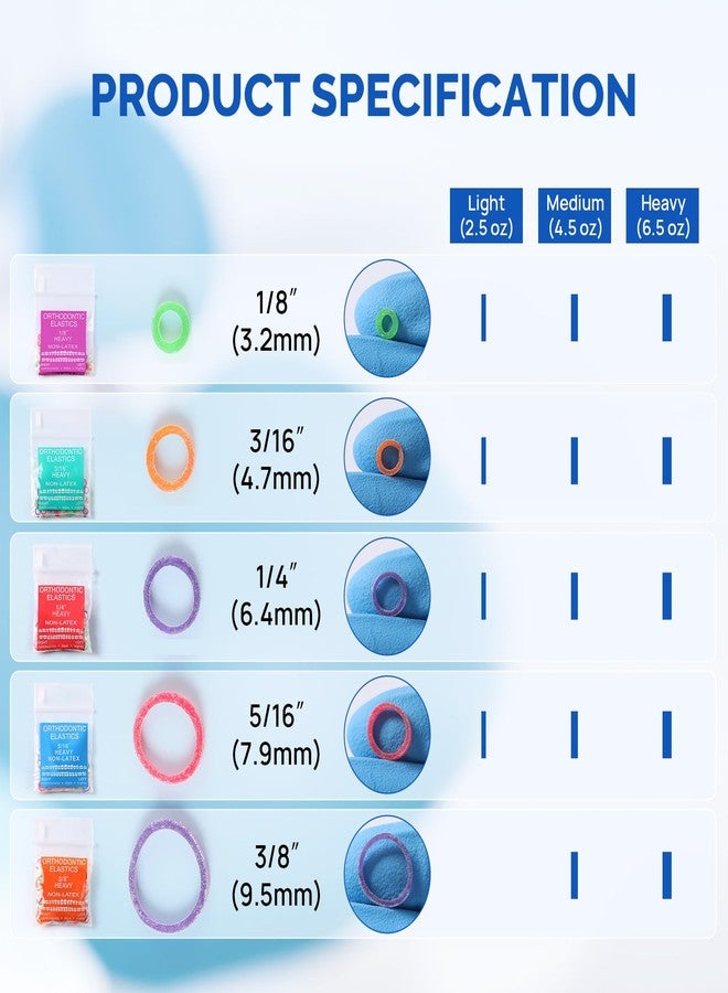 چاي ام يو أربطة مطاطية لتقويم الأسنان من JMU، سمك 1/4 بوصة، عبوة من 500 رباط مطاطي داخل الفم، خالية من اللاتكس، لون نيون، صنع في الولايات المتحدة الأمريكية - Image 3