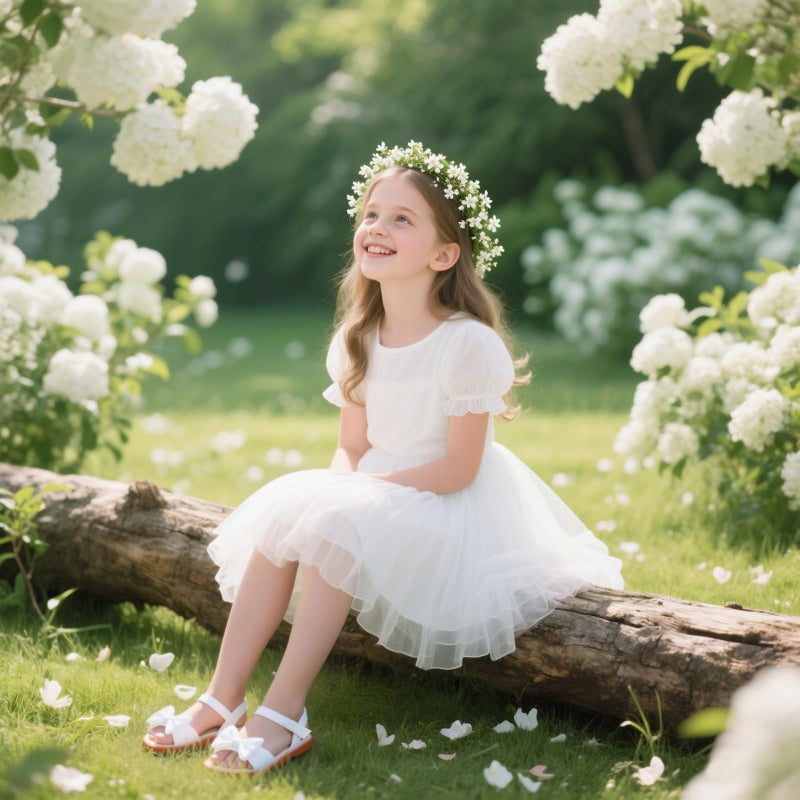 Felix & Flora Girls White Sandals - Toddler Girl Dress Shoes Size 8 for Summer Party Wedding School Flats - Image 2