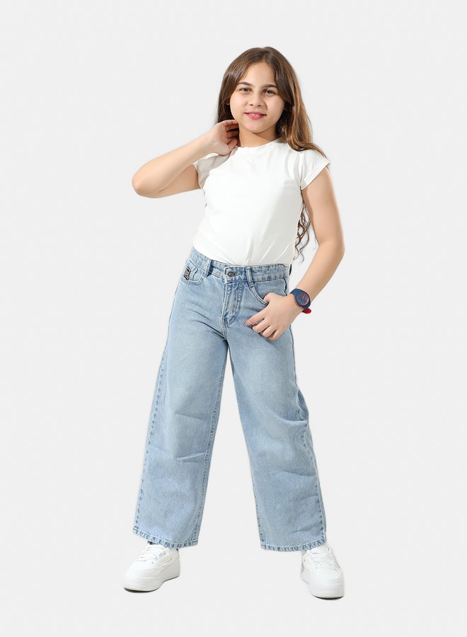 Remint Girls Wide-Leg Jeans Light Blue  - Image 1