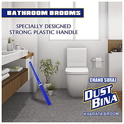 CHAND SURAJ® Kharata XL 33" Plastic Broom for Bathroom, Toilet, Kitchen & Home Floor Cleaning | Long Handle Plastic Seekh Jhadu with 60 Sticks | Multicolor (Pack of 2) - Image 2
