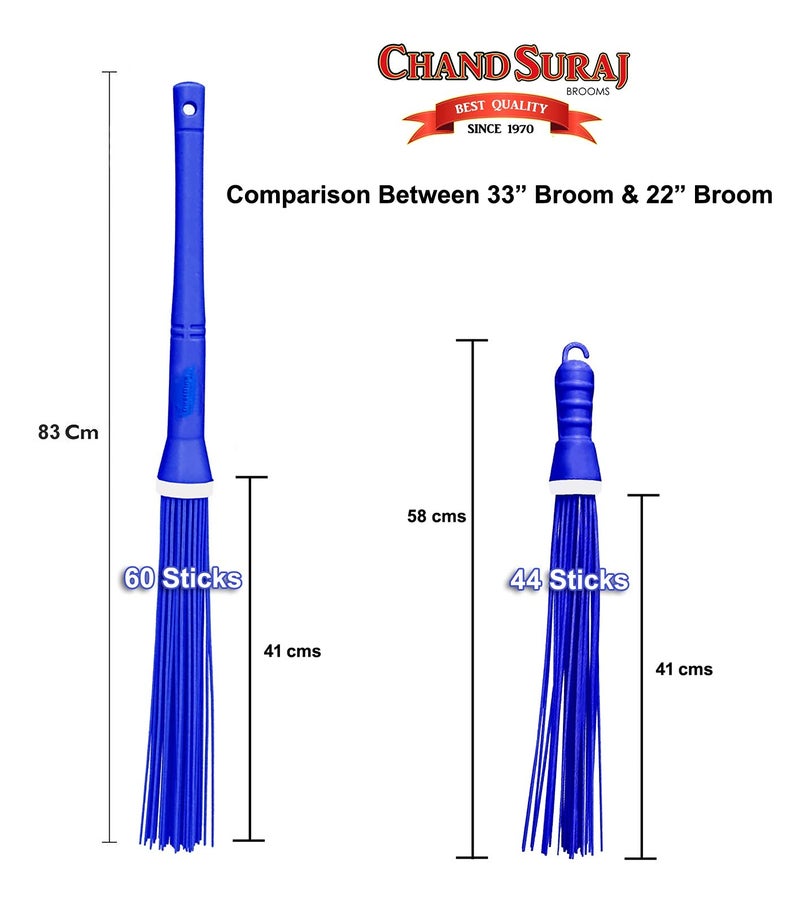 CHAND SURAJ® Kharata XL 33" Plastic Broom for Bathroom, Toilet, Kitchen & Home Floor Cleaning | Long Handle Plastic Seekh Jhadu with 60 Sticks | Multicolor (Pack of 2) - Image 4