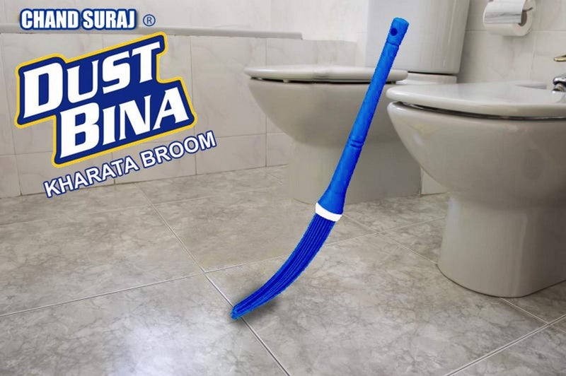 CHAND SURAJ® Kharata XL 33" Plastic Broom for Bathroom, Toilet, Kitchen & Home Floor Cleaning | Long Handle Plastic Seekh Jhadu with 60 Sticks | Multicolor (Pack of 2) - Image 3