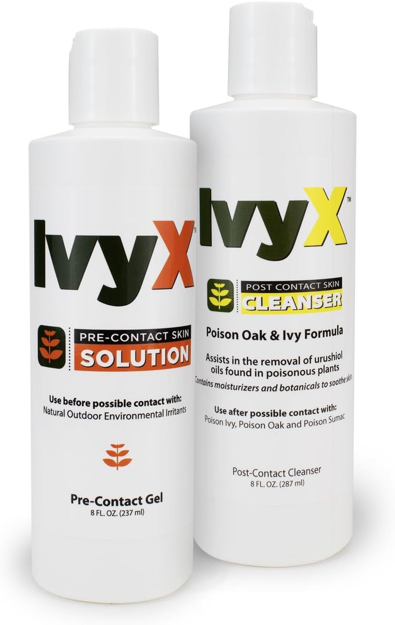 CoreTex Ivy X Pre & Post Poison Ivy Treatment Combo Kit - 8oz Bottles of Rash Prevention & Treatment to Protect Against Itching - Also Works on Poison Oak & Sumac Oils